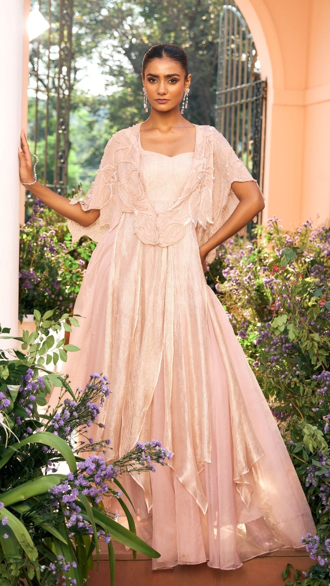 crushed organza dress Mustard Crushed Metallic Organza Draped Gown Design by Zwaan at Pernia's Pop Up Shop 2026