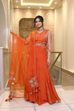 Orange Blouse With Sharara Set