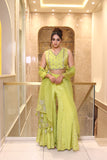 Lime green Blouse With Sharara Set