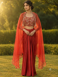 Blush pink chanderi zari waist coat and dape skirt set
