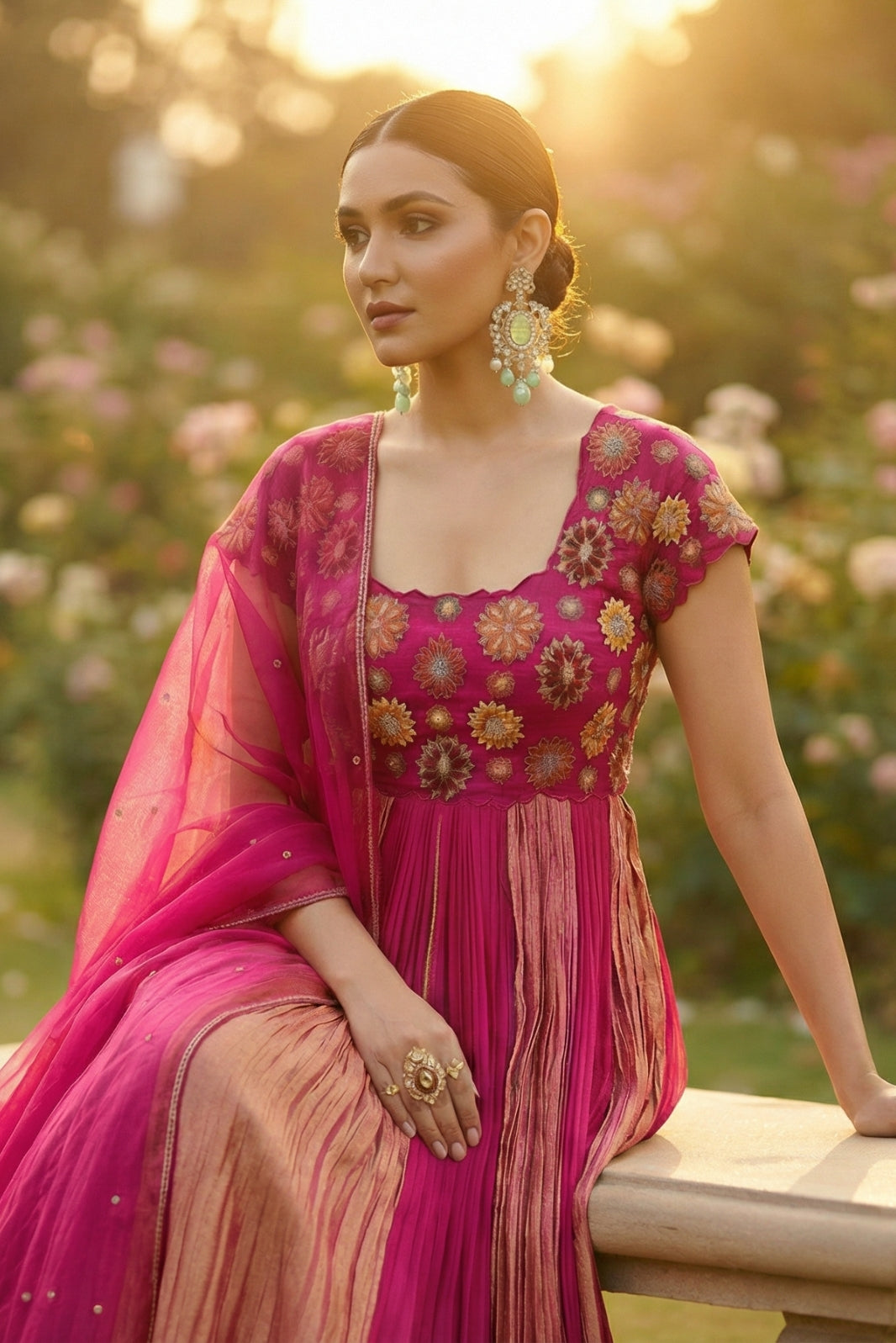 Magenta buta anarkali