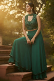 Emerald Green Organza & Gerogette Sharara set