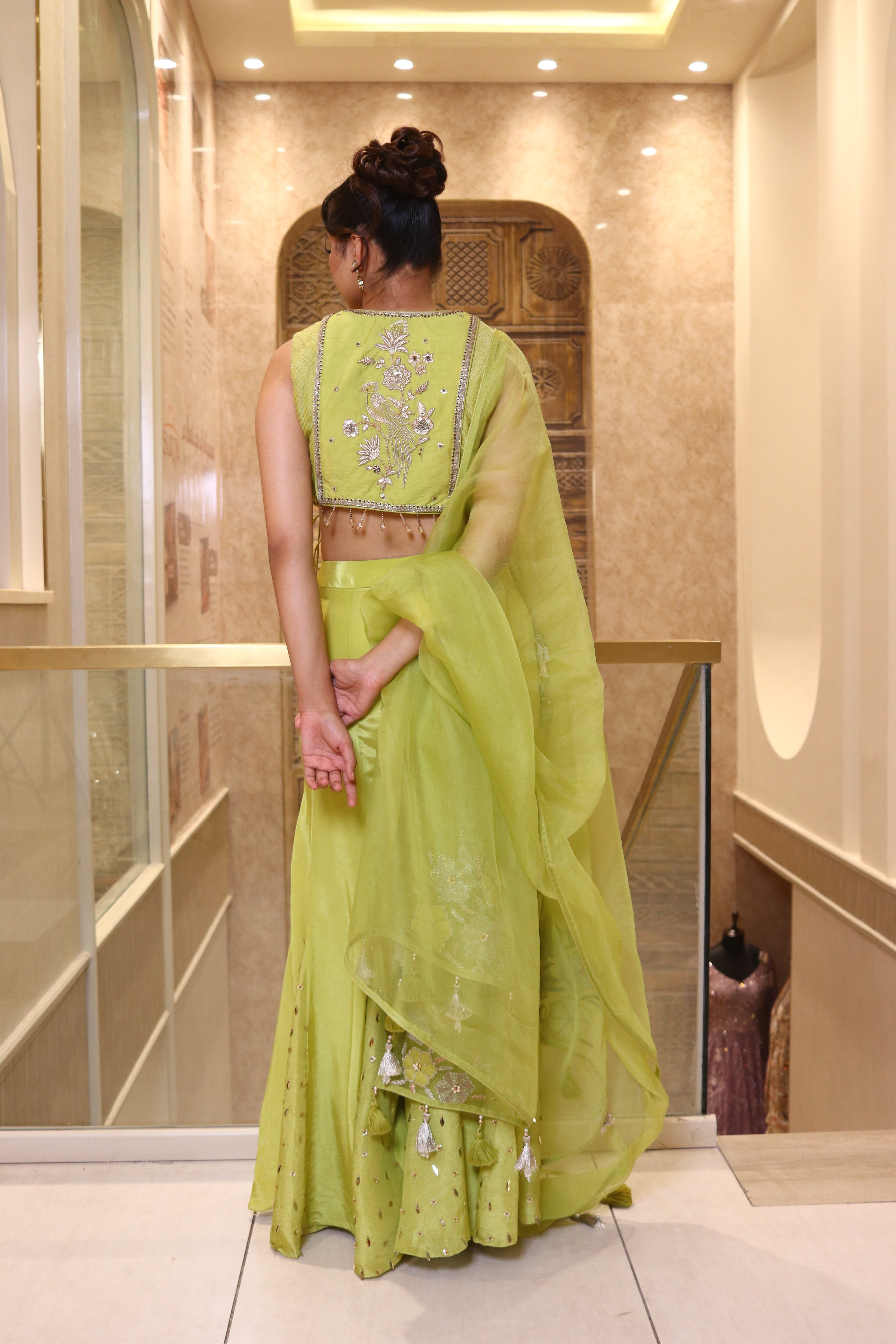 Lime green Blouse With Sharara Set