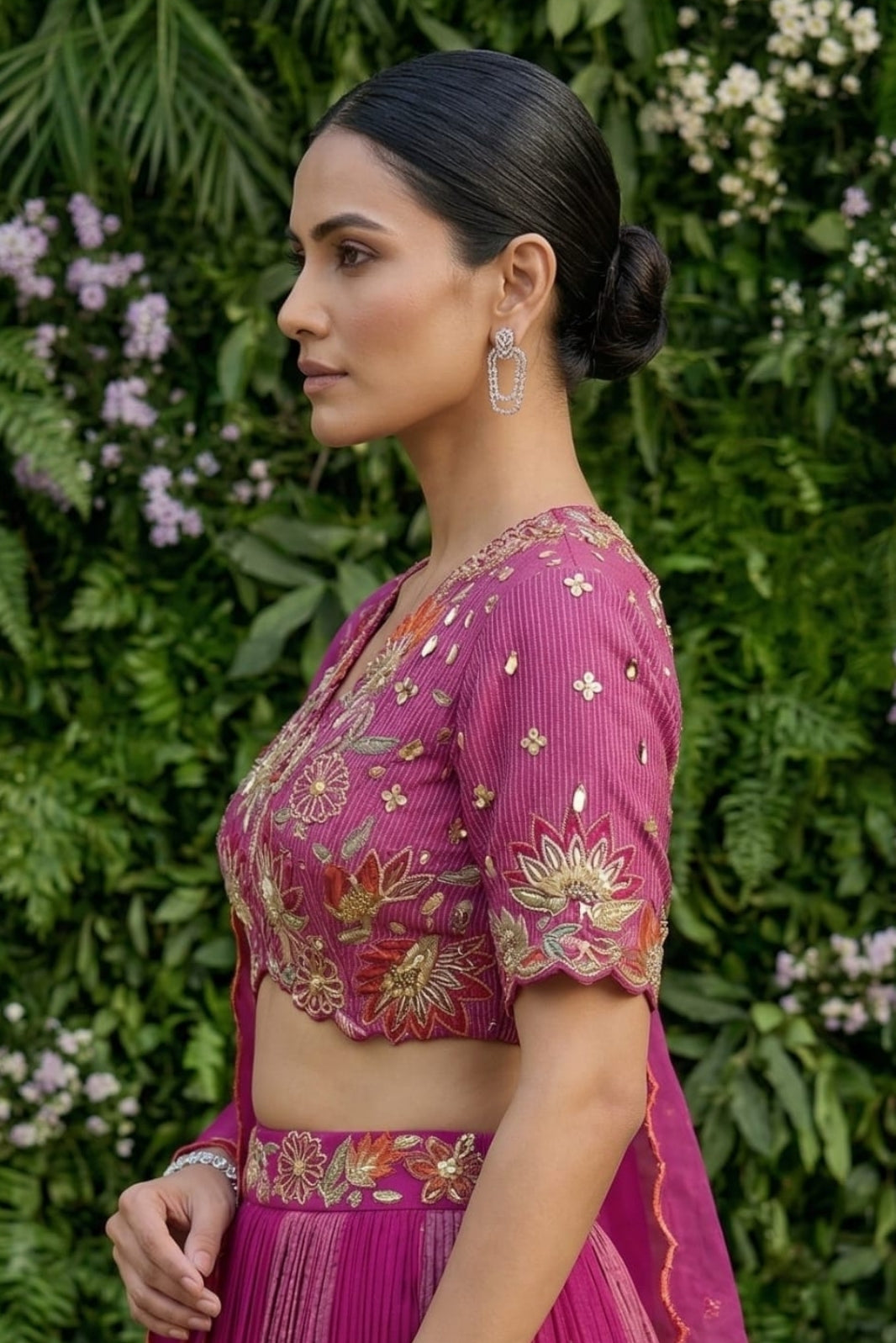 Magenta blouse and skirt set