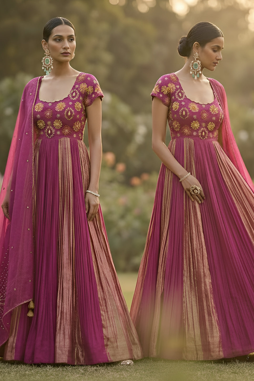 Magenta buta anarkali