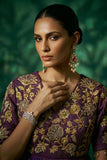 Purple V-Neck Anarkali set