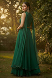 Emerald Green Organza & Gerogette Sharara set