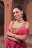 Magenta Pink Banarasi Tissue And Silk Organza Saree