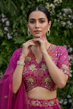 Magenta blouse and skirt set