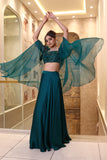 Emerald Green Skirt And Cape Set