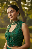 Emerald Green Organza & Gerogette Sharara set