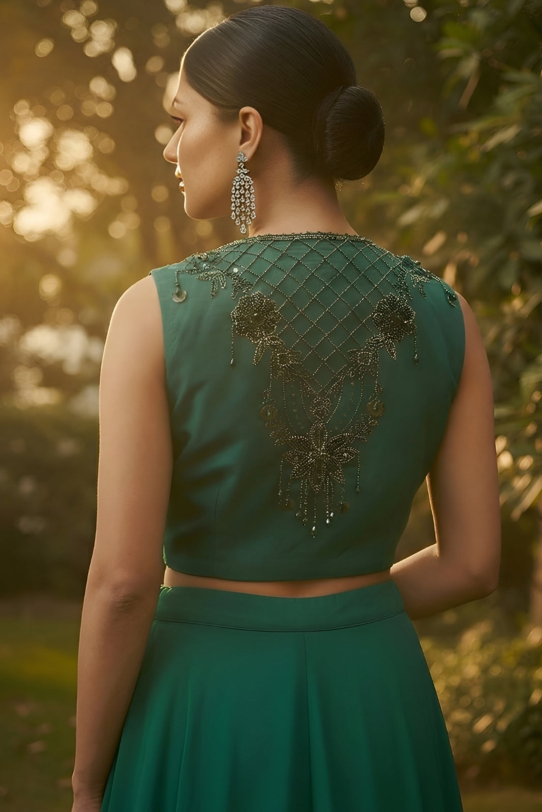 Emerald Green Organza & Gerogette Sharara set