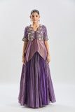 Purple Peplum and Skirt Set with Dupatta