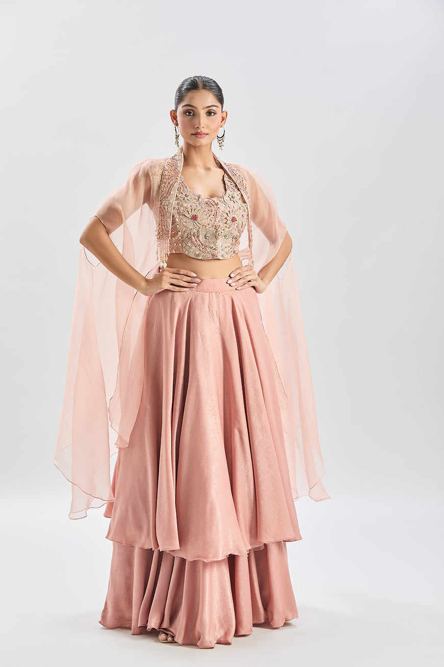 Pink Cape and Skirt Set
