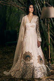 Beige Satin Georgette Screen Printed & Embroidered Anarkali Set