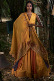 Mustard anarkali with bold embroidered scallop dupatta