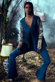 Teal Georgette & Habutai Silk pant Set