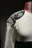 Black & White Silk Embroidered Dress