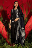 Black silk chanderi embroidered suit set
