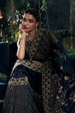 Black  and gold Organza Silk Hand Embroidered Saree Set