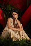 Beige Georgette Embroidered Peplum Sharara Set