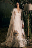 Beige Satin Georgette Screen Printed & Embroidered Anarkali Set