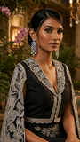 Black & White Crop Jacket and Drape Skirt set
