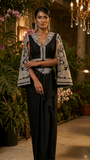 Black & White Crop Jacket and Drape Skirt set