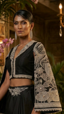 Black & White Crop Jacket and Drape Skirt set