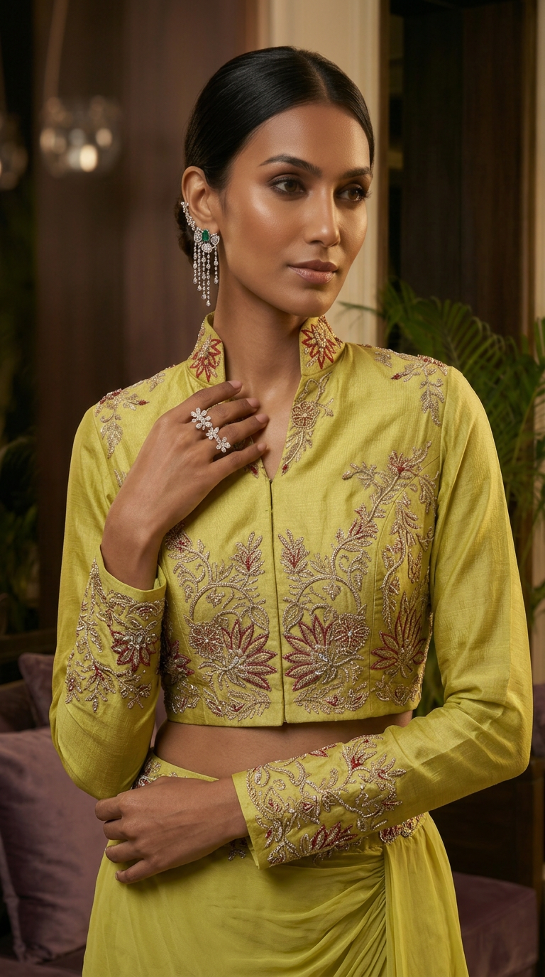 Lime Green Bolero Jacket and Drape Skirt set