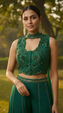 Emerald Green Organza & Gerogette Sharara set