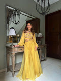 Lime green crop top sharara set