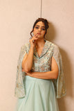 Mint Cape Jacket Skirt Set
