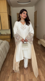 Ivory dupion silk kaftan set