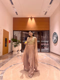 Blush pink chanderi zari waist coat set