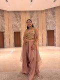 Blush pink chanderi zari waist coat set