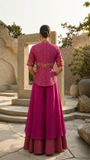 Magenta Multicolor Peplum & Sharara Set,