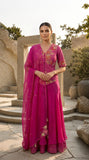 Magenta Multicolor Peplum & Sharara Set,