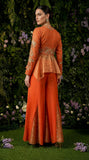 Orange Banarasi Tissue Peplum & Sharara Set,