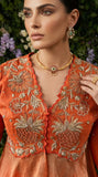 Orange Banarasi Tissue Peplum & Sharara Set,