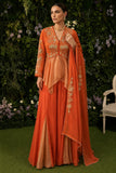 Orange Banarasi Tissue Peplum & Sharara Set,