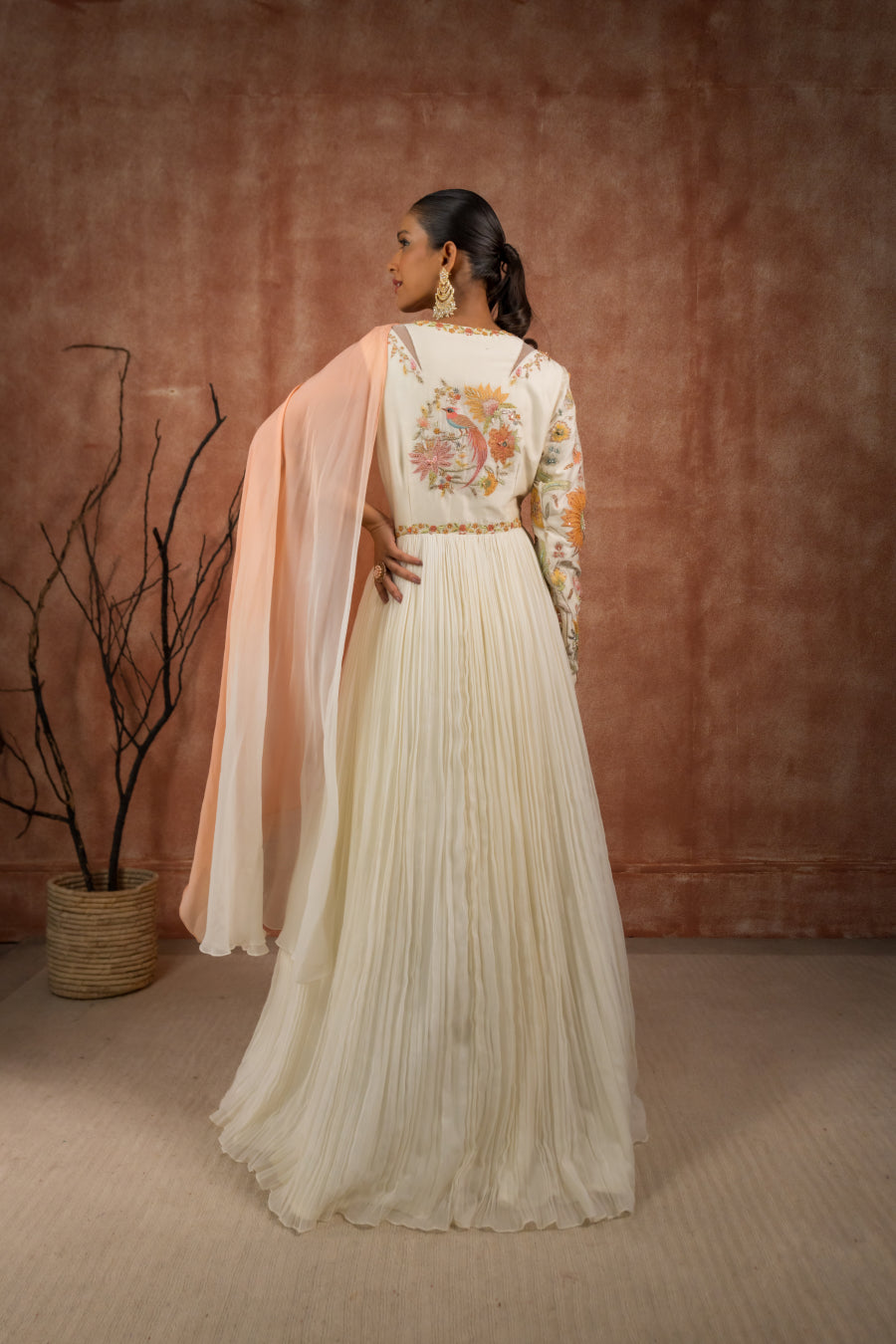 one shoulder anarkali dress PEACH CUT OUT ONE SHOULDER OVERLAP ANARKALI 16 / Custom