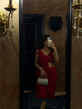 Hot Red Gerogette & Organza Drape Saree set