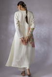 Ivory silk linen satin Embroidered A line Kurta Set