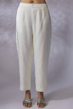 Ivory silk linen satin Embroidered A line Kurta Set