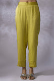 lime green silk organza Embroidered jacket suit Set