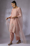 Dusty pink Silk Chanderi Embroidered Kurta Set