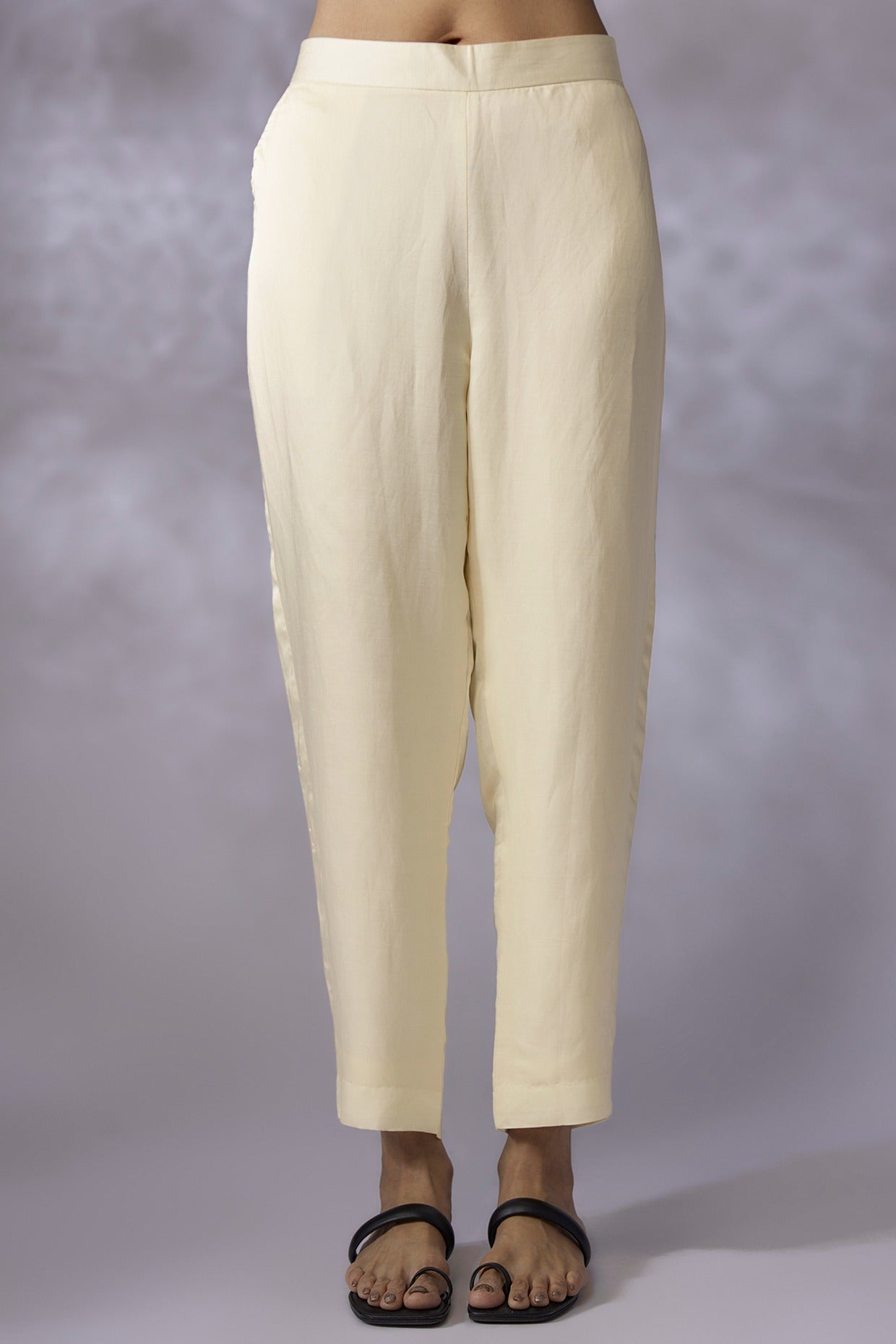Ivory Silk Linen Satin - Shreeka