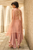 Blush pink chanderi zari waist coat set