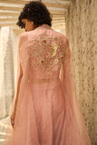 Blush pink chanderi zari waist coat set